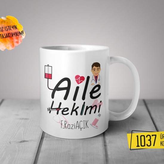 Kişiye Özel Baskılı Kupa-Aile Hekimi Tasarım Baskılı Kupa 1037