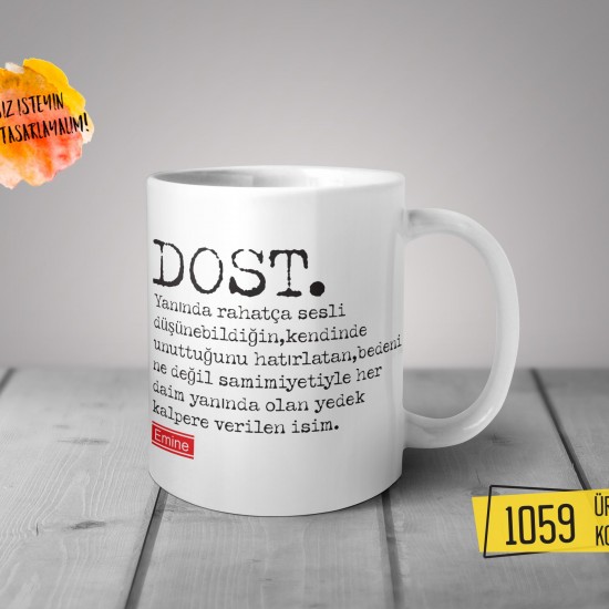 Kişiye Özel Baskılı Kupa-Dost Tasarım Baskılı Kupa 1059