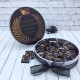 Bebek Çikolatası -Siyah Yaprak  Modeli Yuvarlak Metal Kutu 50'li