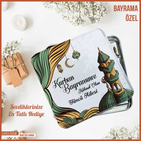 Bayram Çikolatası- Kare Metal Kutu B009