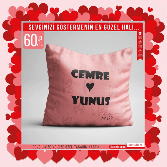 Sevgililer Gününe Özel  Baskılı Yastık - 9018